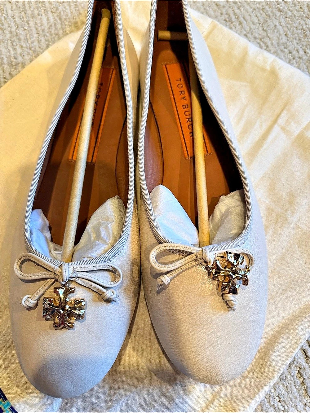 Tory Burch Reva Travel Ballet Flat White